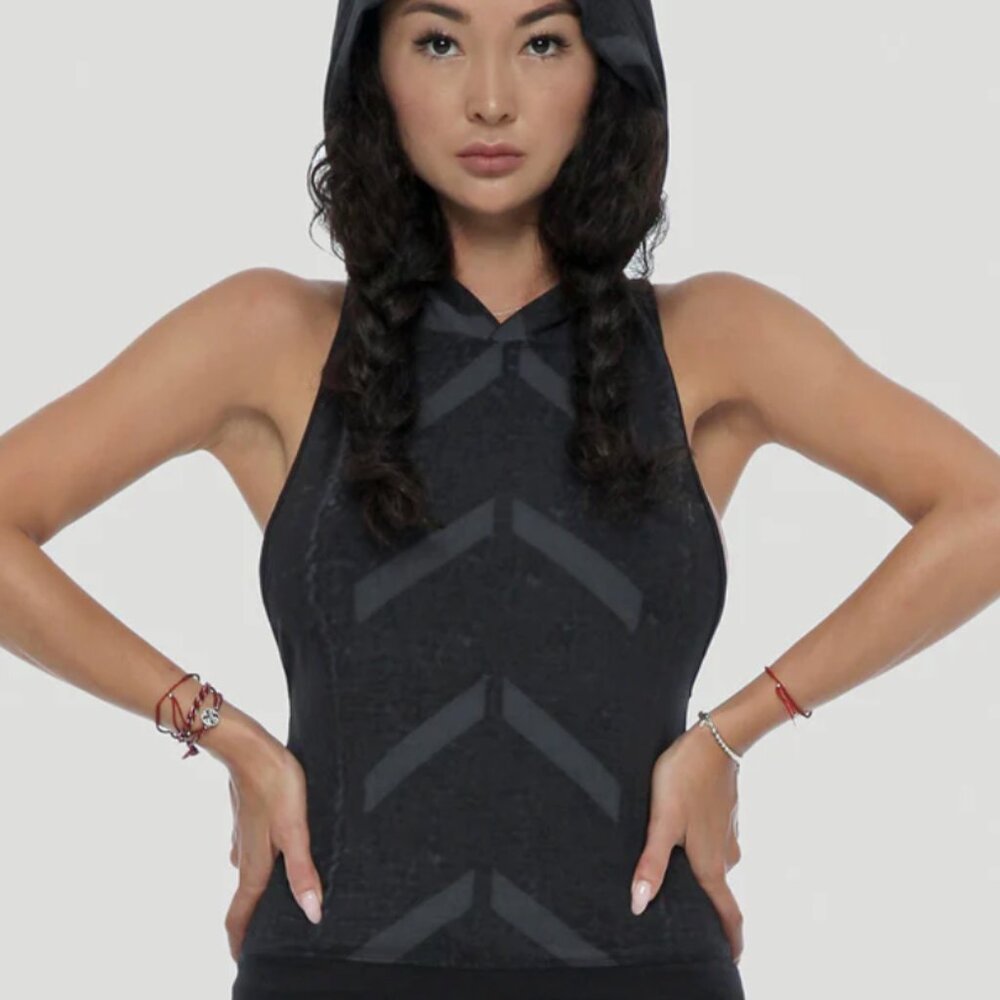 Black Bogo Hooded Singlet by Psylo